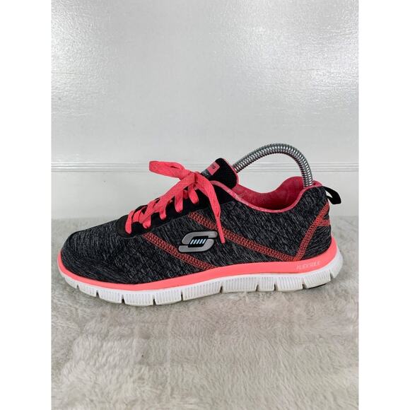 Skechers Womens Flex Sole Sneakers Pink/Black Size 8 - Picture 4 of 9